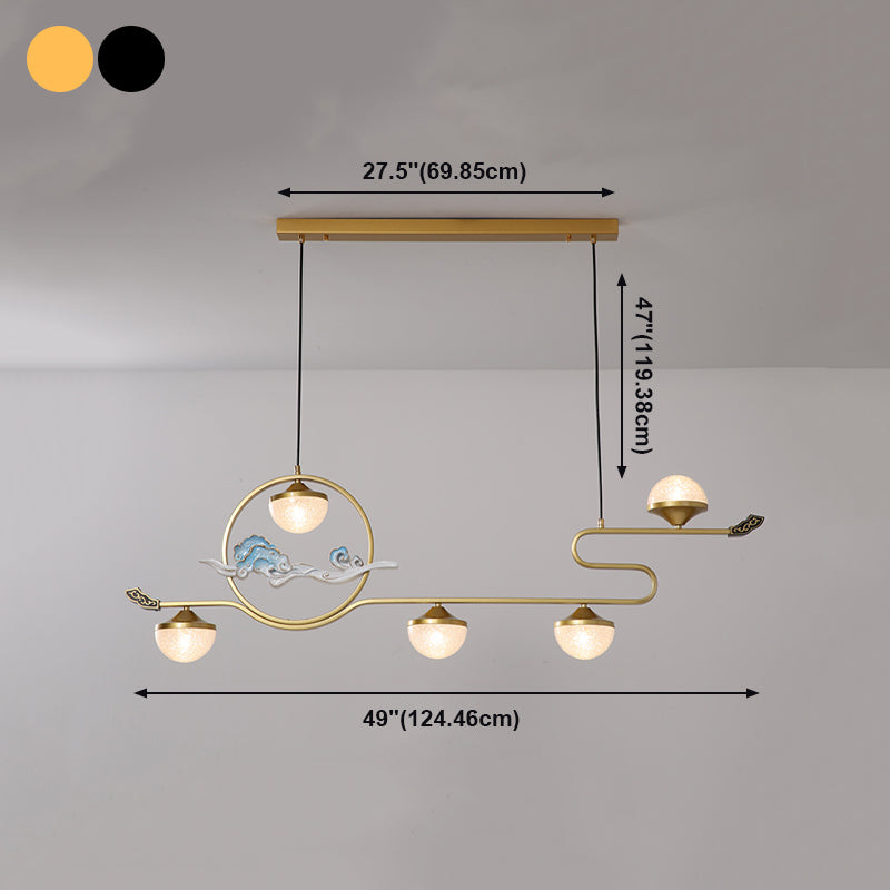 Modern Island Pendant Lamps 5-Light Restaurant Hanging Light Fixtures with Acrylic Shade