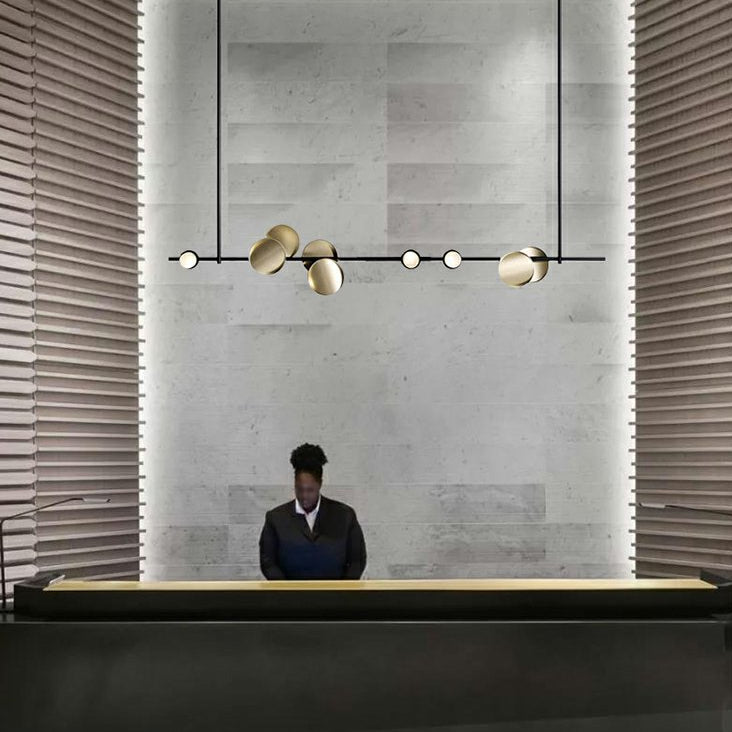 Modern Island Pendant Lamps 9-Light Restaurant Hanging Light Fixtures with Metal Shade