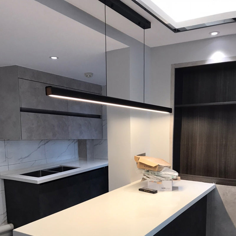 Modern Rectangle Island Chandelier 1-Light Restaurant Pendant Lighting with Acrylic Shade