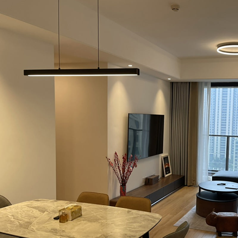 Modern Rectangle Island Chandelier 1-Light Restaurant Pendant Lighting with Acrylic Shade