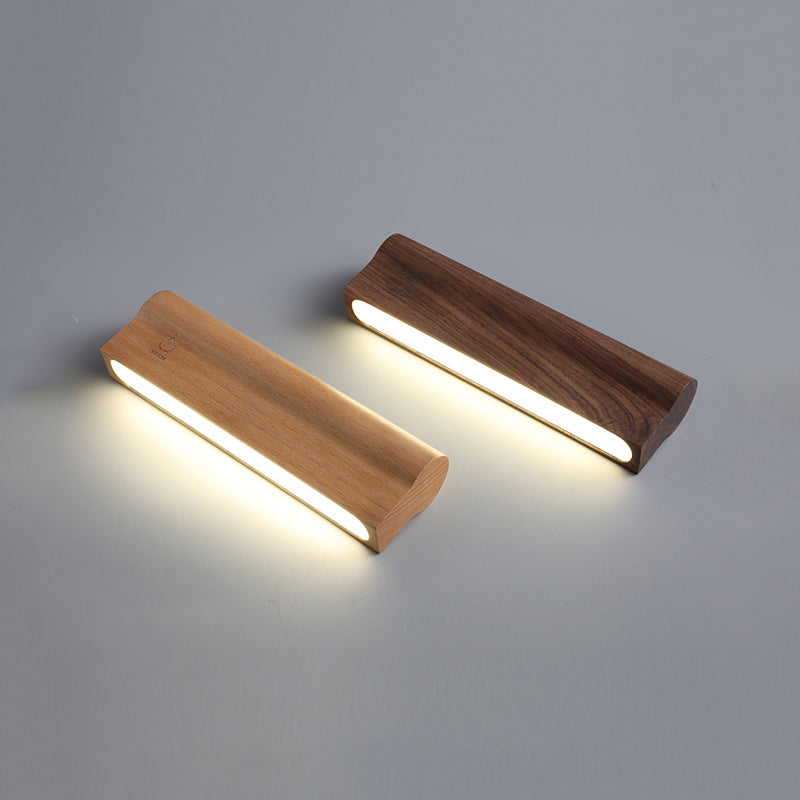 Nordic Style Wall Sconce Strip Shape LED Wall Light with Wood for Living Room