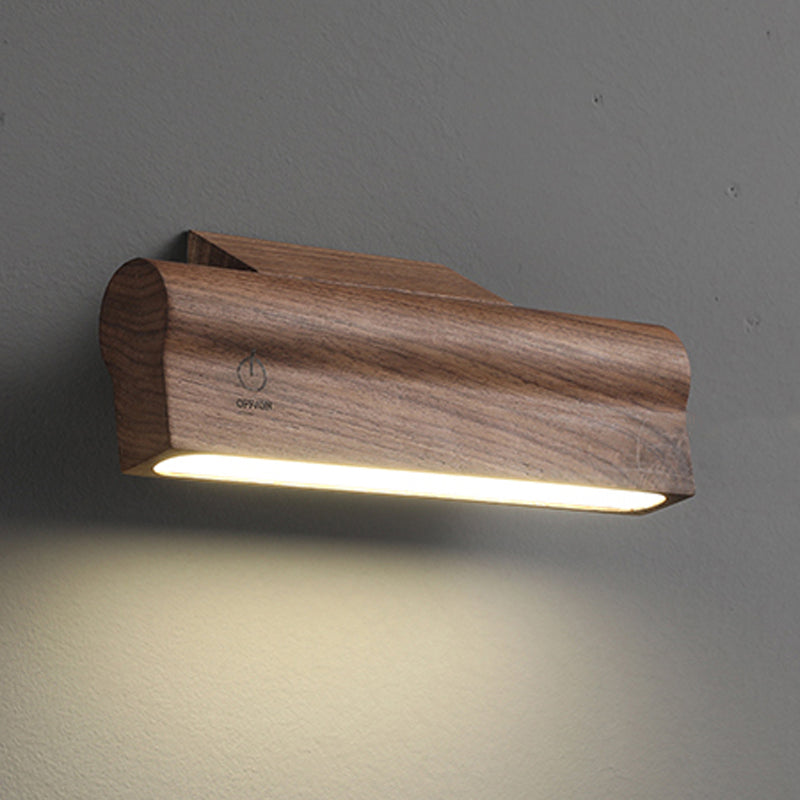 Nordic Style Wall Sconce Strip Shape LED Wall Light with Wood for Living Room