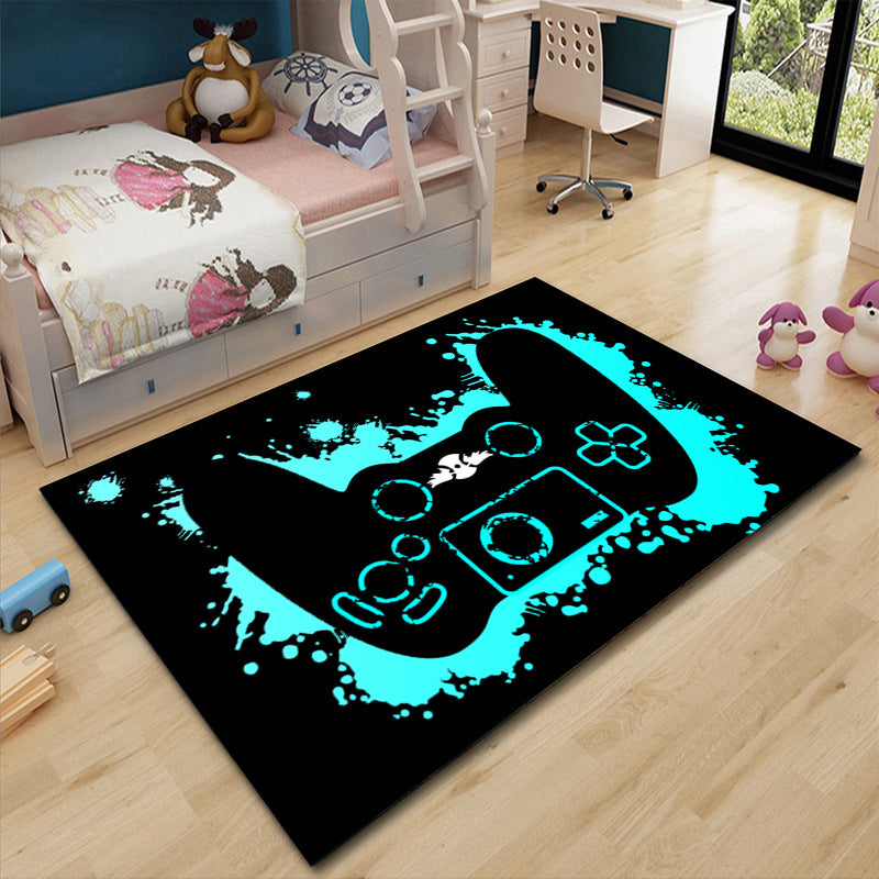 Kids Game Controller Pattern Carpet Polyester Area Rug Stain Resistant Rug for Living Room