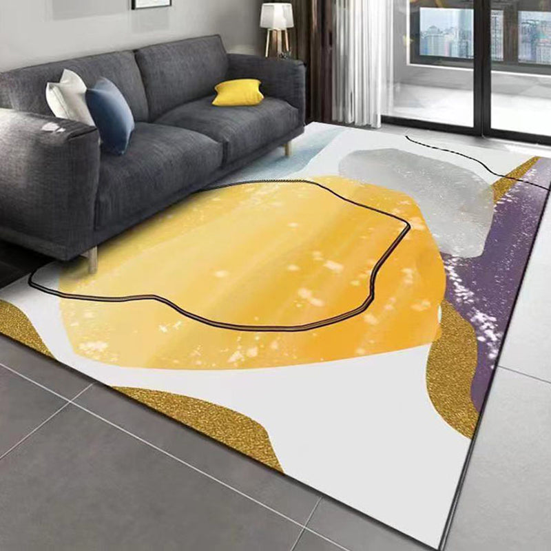 Abstract Rug Polyester Contrast Color Rug Stain Resistant Rug for Living Room