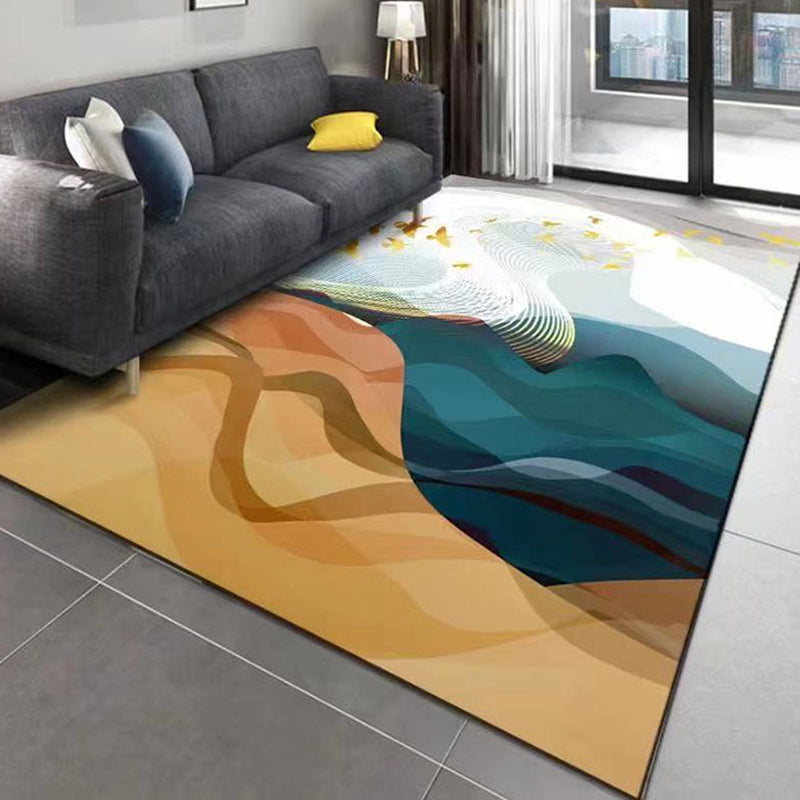 Abstract Rug Polyester Contrast Color Rug Stain Resistant Rug for Living Room