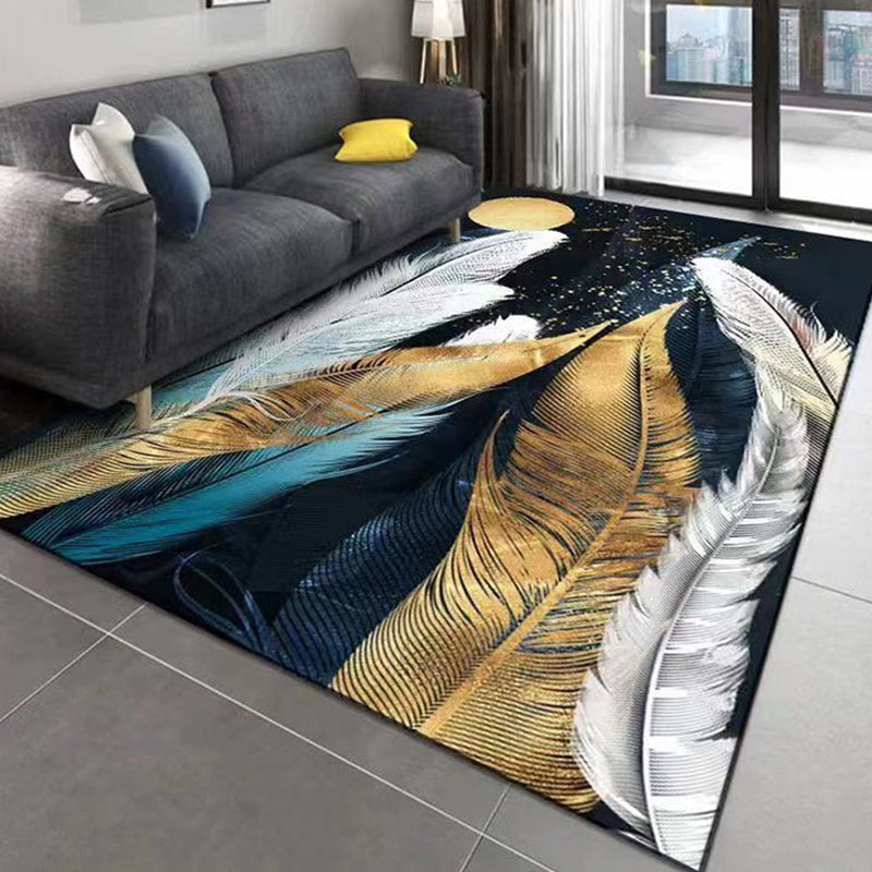 Abstract Rug Polyester Contrast Color Rug Stain Resistant Rug for Living Room