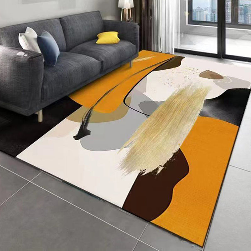 Abstract Rug Polyester Contrast Color Rug Stain Resistant Rug for Living Room
