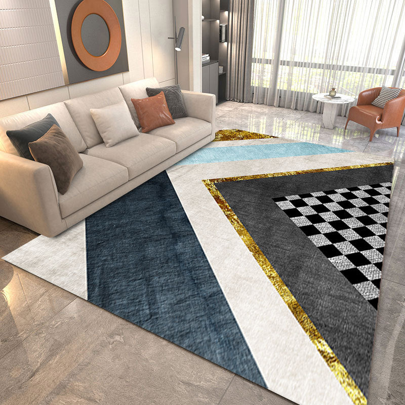 Metal Lines Carpet Polyester Modern Carpet Non-Slip Backing Carpet for Living Room