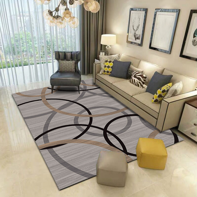 Metal Lines Carpet Polyester Modern Carpet Non-Slip Backing Carpet for Living Room