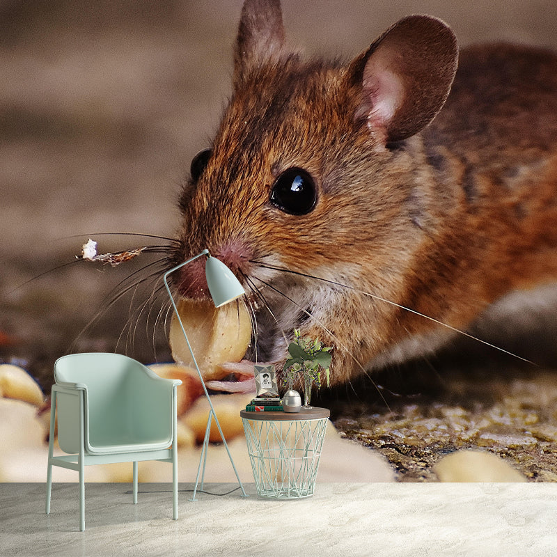 Rat Print Mildew Resistant Wall Mural Wild Animal Wallpaper Indoor Wall Mural