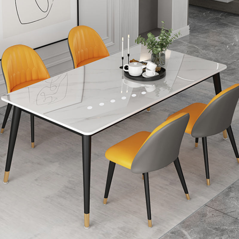 Modern 1/5/6/7 Pieces Dining Set Sintered Stone Dining Table Set with Leather Chairs