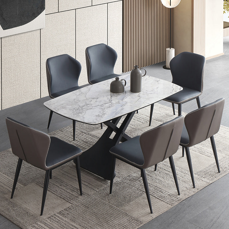 Modern 1/4/5/7 Pieces Dining Set Rectangle Sintered Stone Dining Table Set
