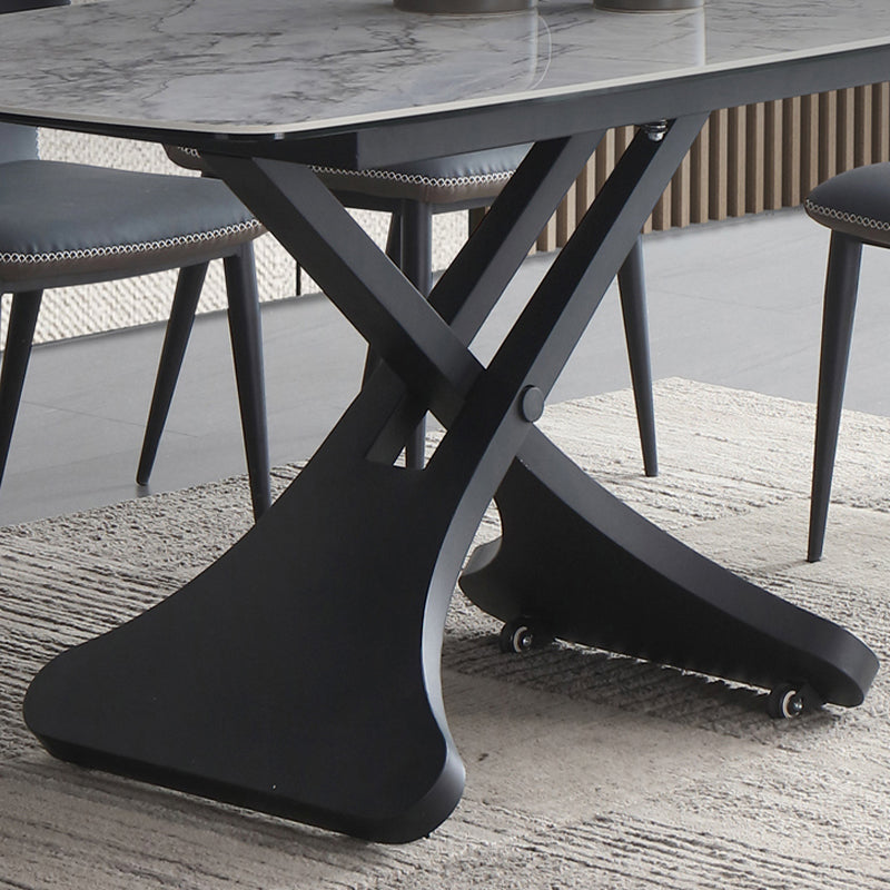 Modern 1/4/5/7 Pieces Dining Set Rectangle Sintered Stone Dining Table Set