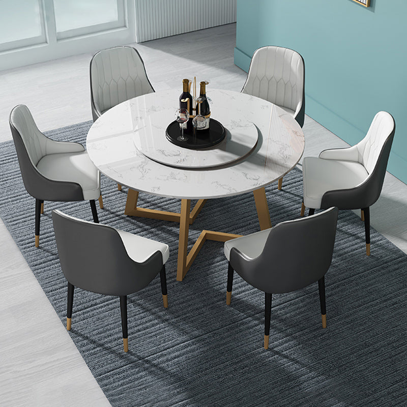 1/4/5/7 Pcs Metal Glam Dining Room Set with Round Table and Chairs Dining Set