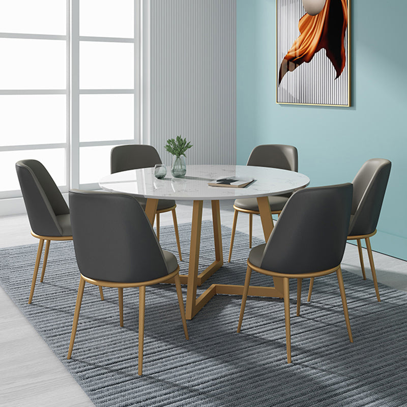 1/4/5/7 Pcs Metal Glam Dining Room Set with Round Table and Chairs Dining Set