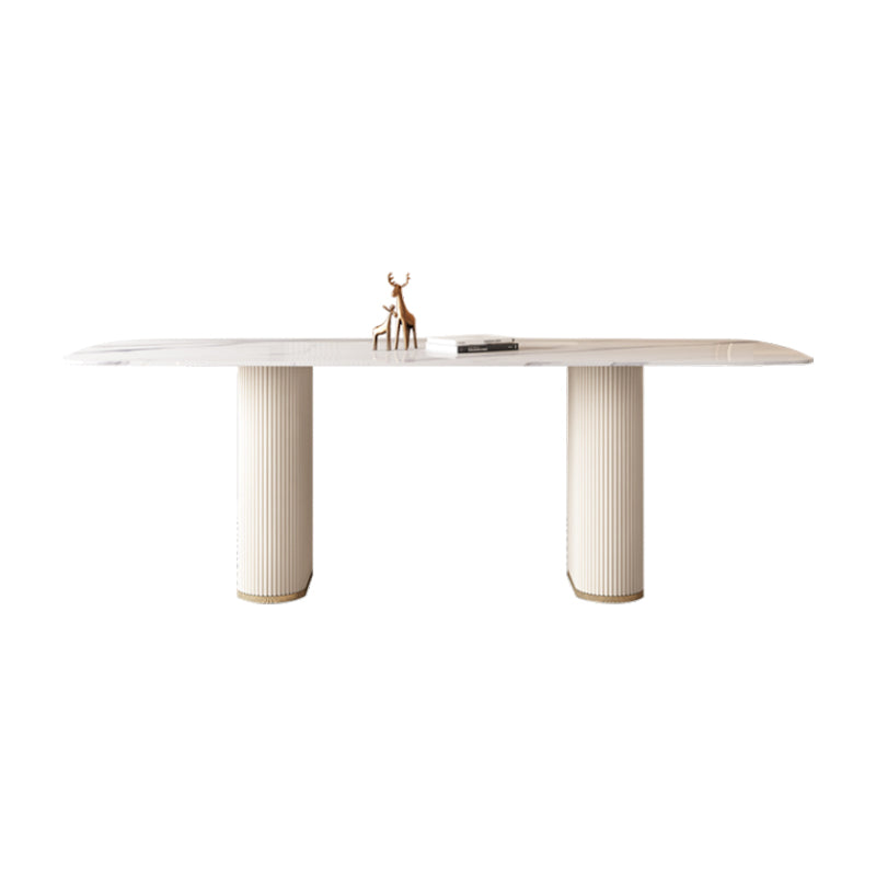 Nordic 1/4/5/7 Pieces Dining Set Rectangle Stone Table and White Chairs Dining Set