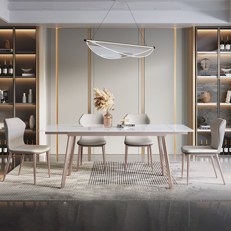 Luxury 1/4/5/7 Pieces Extendable Dining Set Sintered Stone Rectangle Dining Table Set