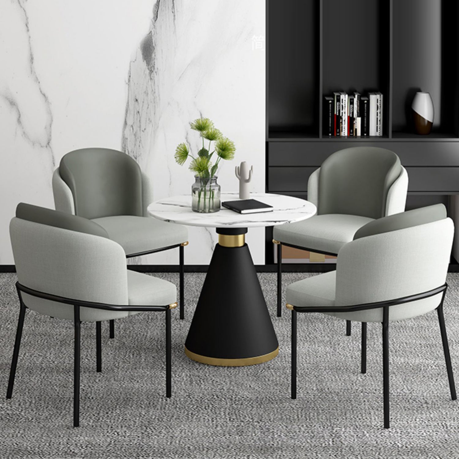 Glam 1/2/5 Pieces Round Dining Set Sintered Stone Dining Table Set for Restaurant