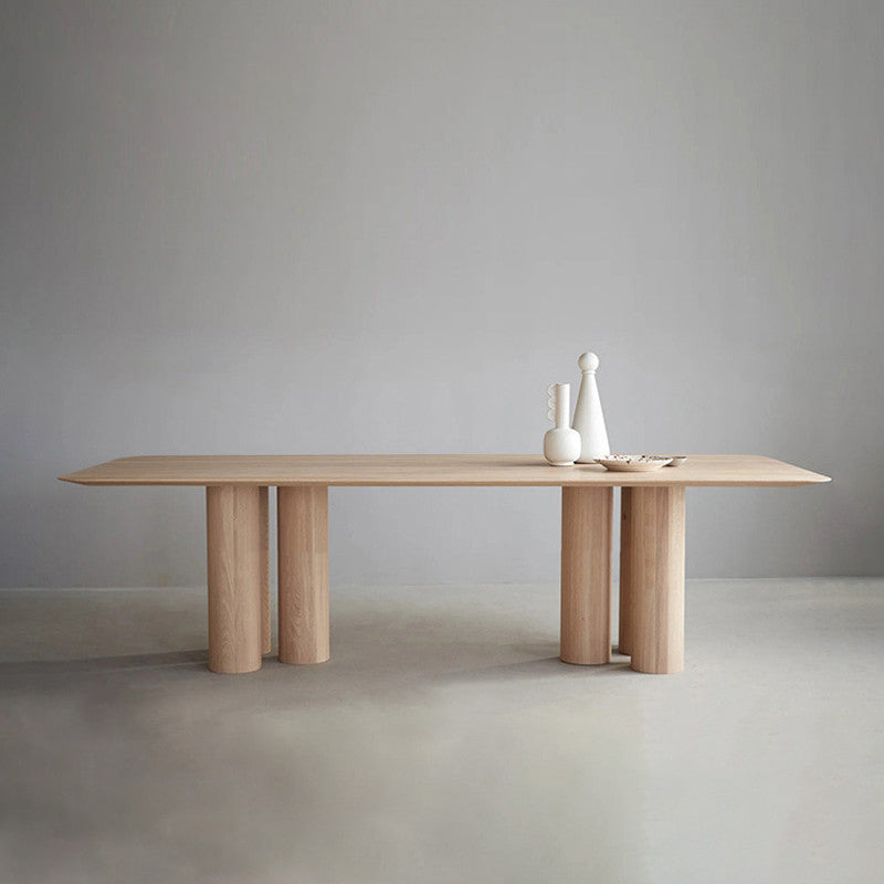 Rectangle Simplicity Dining Table Solid Wood Fixed Table for Kitchen