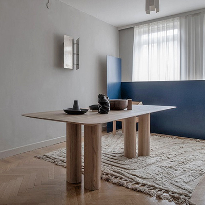 Rectangle Simplicity Dining Table Solid Wood Fixed Table for Kitchen