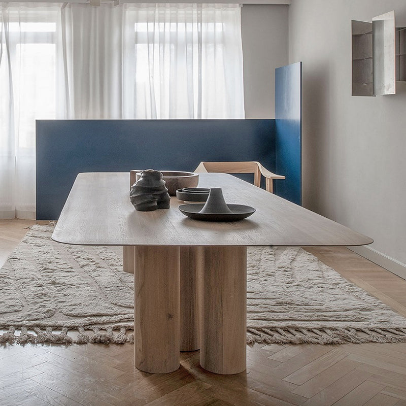 Rectangle Simplicity Dining Table Solid Wood Fixed Table for Kitchen