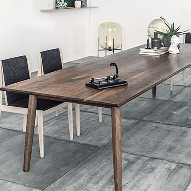 Rectangle Modern Dining Table Solid Wood Fixed Table for Restaurant