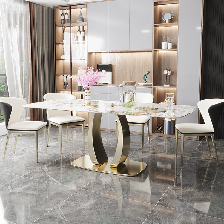 Mesa de comedor de piedra sinterizada Glam, mesa de comedor estándar rectangular para cocina