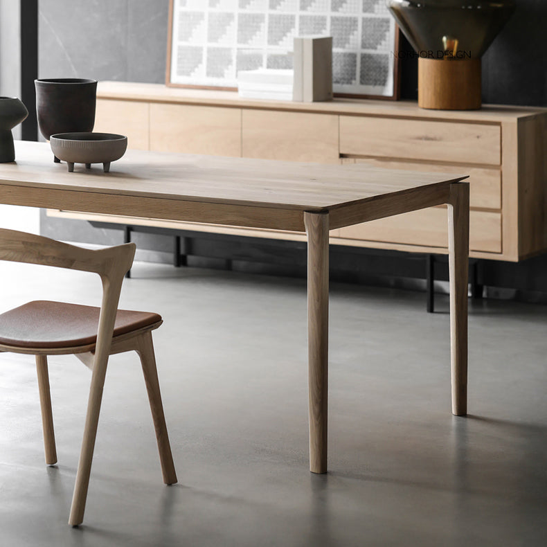Rectangle Kitchen Dining Table Pine Solid Wood Table Modern with 4 Legs