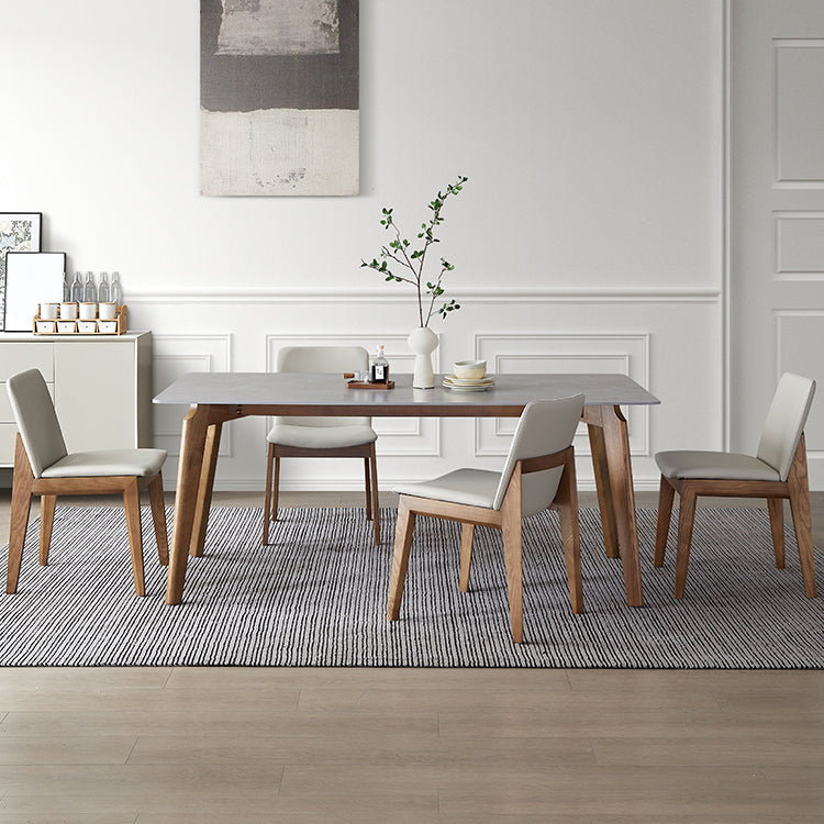 Rectangle Grey Top Dining Table Mid-Century Modern Sintered Stone Table with 4 Legs