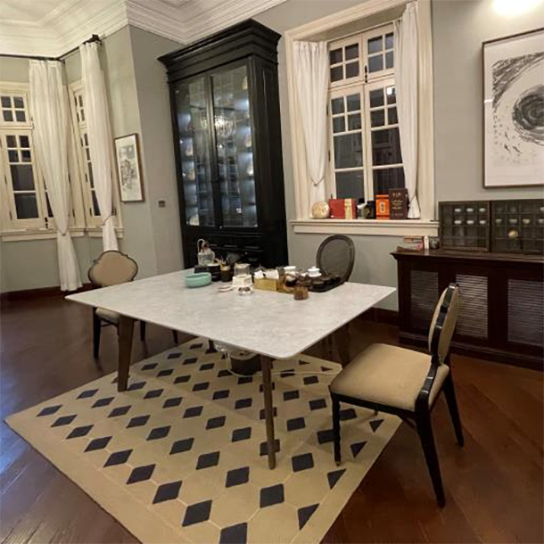 Rectangle Grey Top Dining Table Mid-Century Modern Sintered Stone Table with 4 Legs