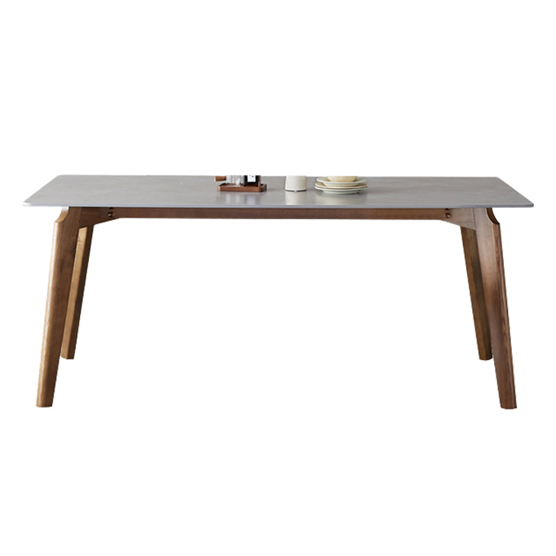 Rectangle Grey Top Dining Table Mid-Century Modern Sintered Stone Table with 4 Legs