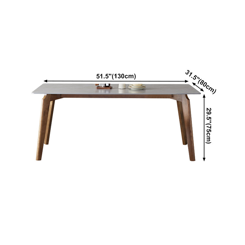 Rectangle Grey Top Dining Table Mid-Century Modern Sintered Stone Table with 4 Legs