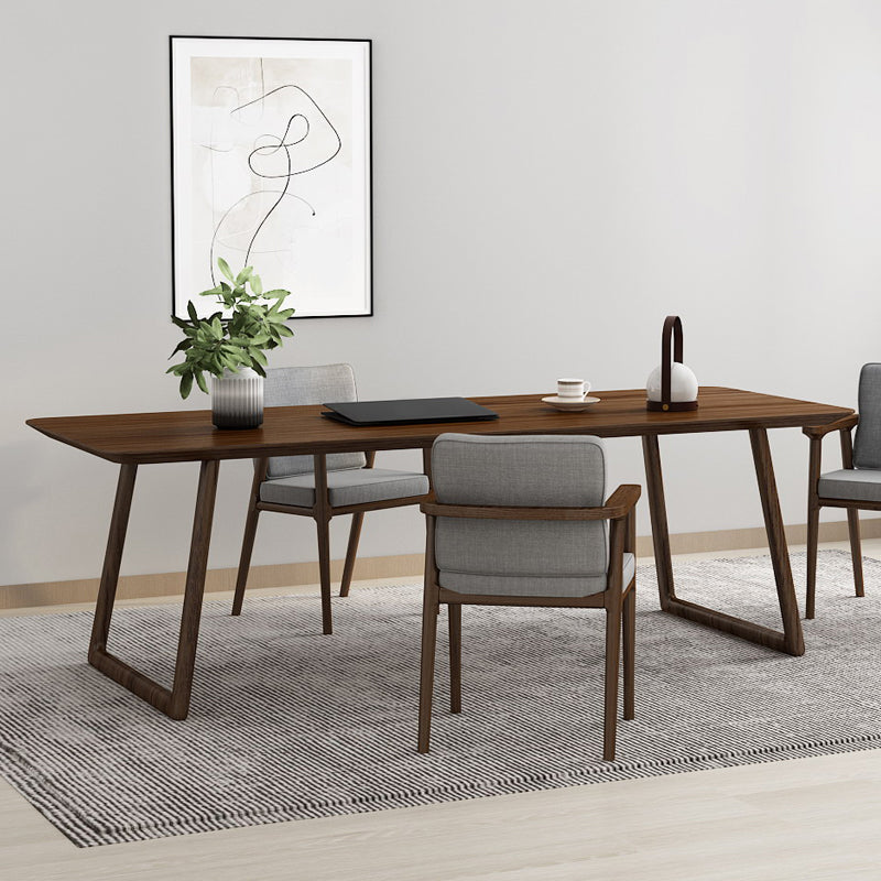 Rectangle Industrial Dining Table Solid Wood Fixed Table for Kitchen