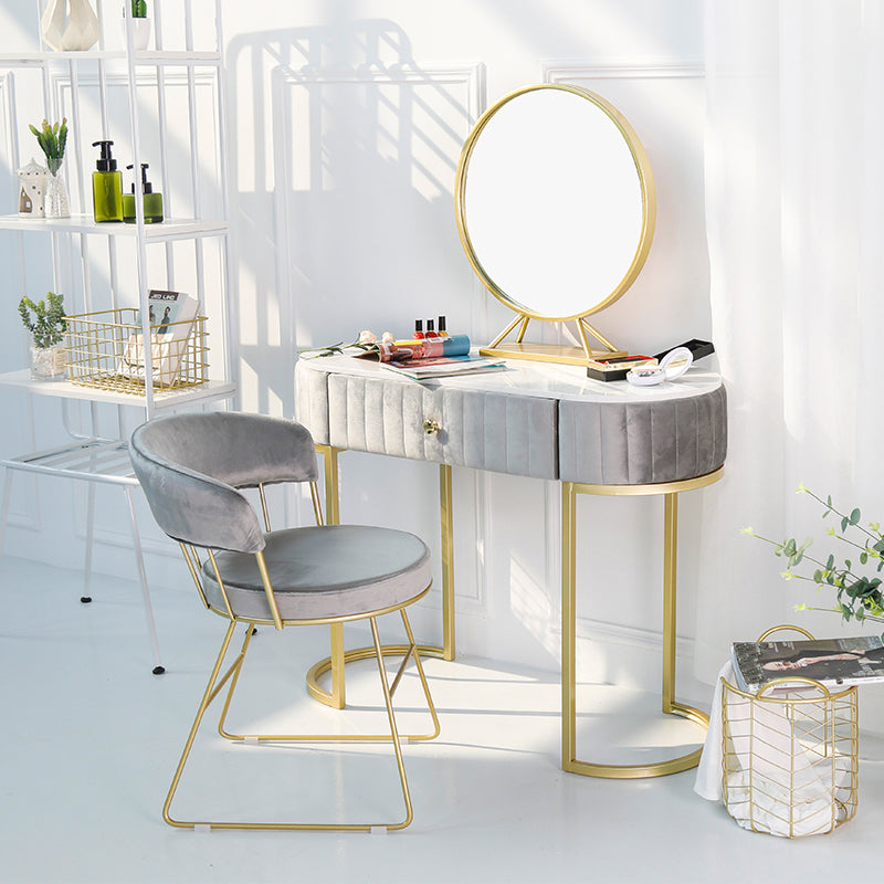 Nordic Glam Dining Chairs Armless Windsor Back Side Chairs for Kitchen with Metal Legs