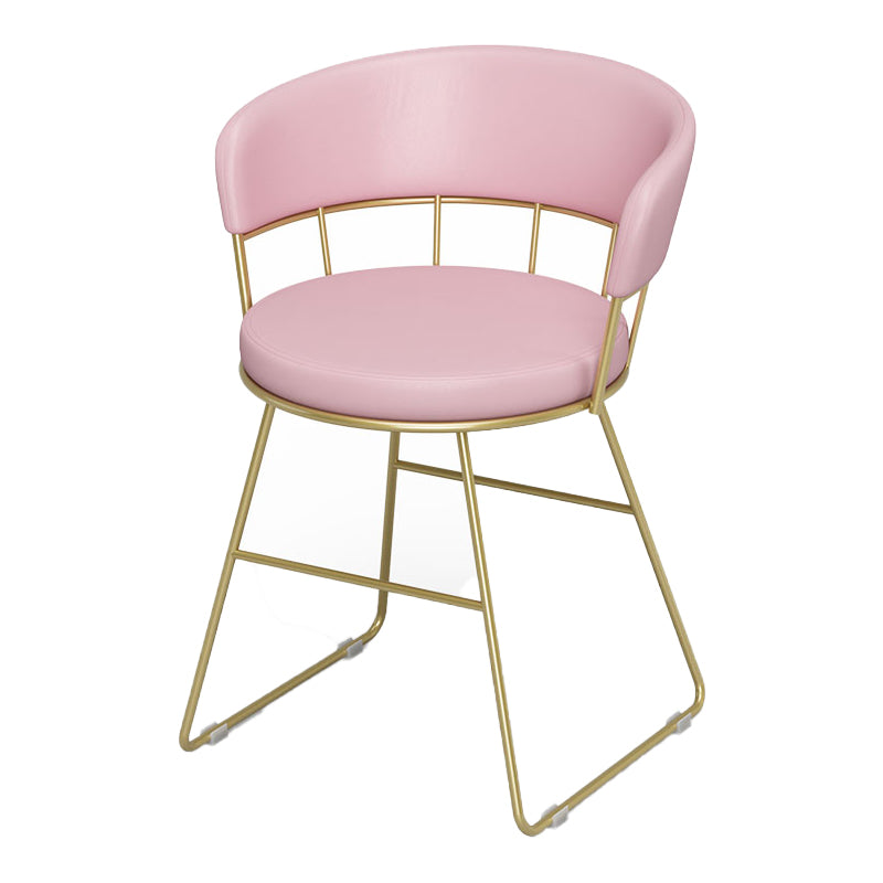 Nordic Glam Dining Chairs Armless Windsor Back Side Chairs for Kitchen with Metal Legs