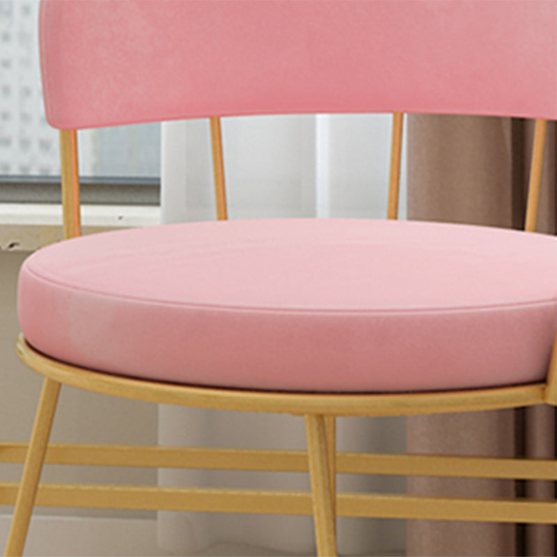 Nordic Glam Dining Chairs Armless Windsor Back Side Chairs for Kitchen with Metal Legs