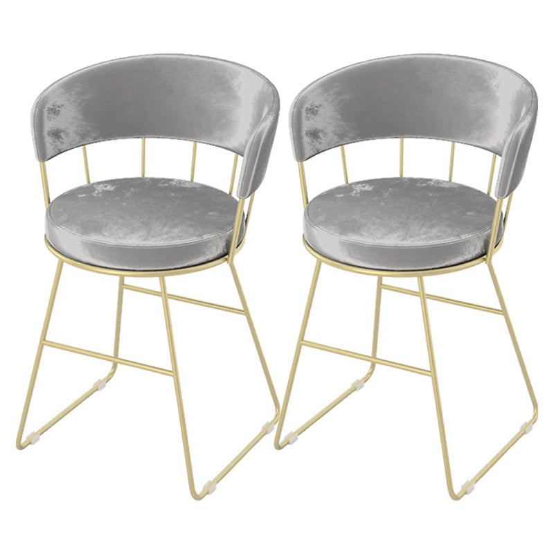 Nordic Glam Dining Chairs Armless Windsor Back Side Chairs for Kitchen with Metal Legs