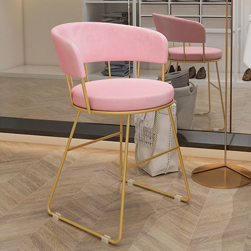Nordic Glam Dining Chairs Armless Windsor Back Side Chairs for Kitchen with Metal Legs
