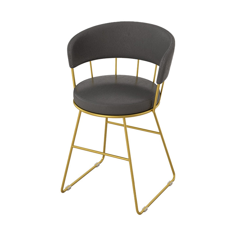 Nordic Glam Dining Chairs Armless Windsor Back Side Chairs for Kitchen with Metal Legs