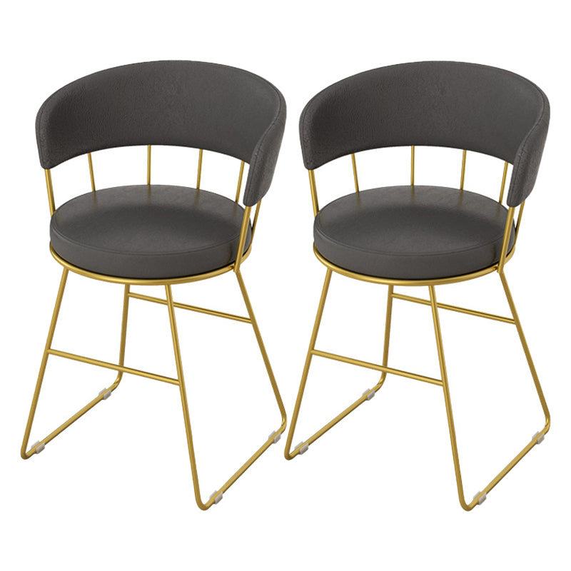 Nordic Glam Dining Chairs Armless Windsor Back Side Chairs for Kitchen with Metal Legs