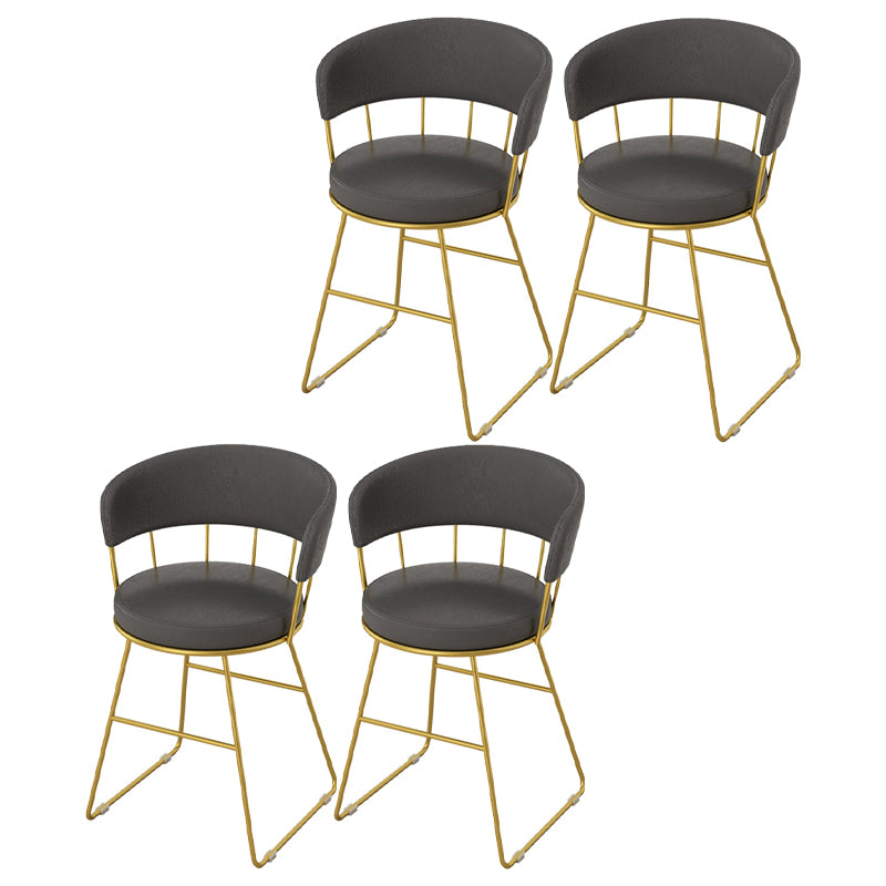 Nordic Glam Dining Chairs Armless Windsor Back Side Chairs for Kitchen with Metal Legs