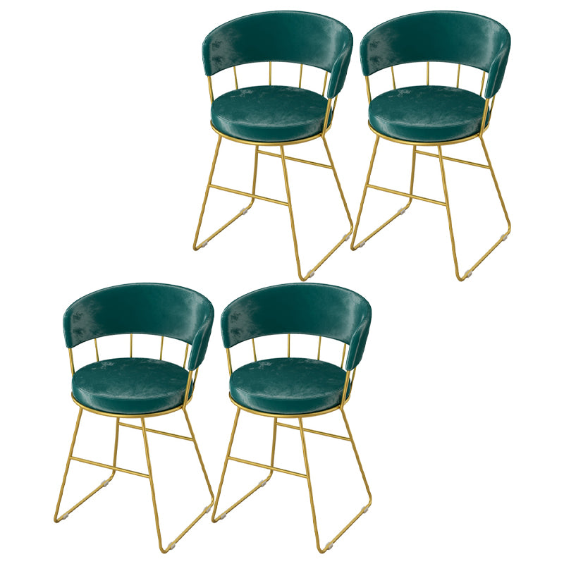 Nordic Glam Dining Chairs Armless Windsor Back Side Chairs for Kitchen with Metal Legs