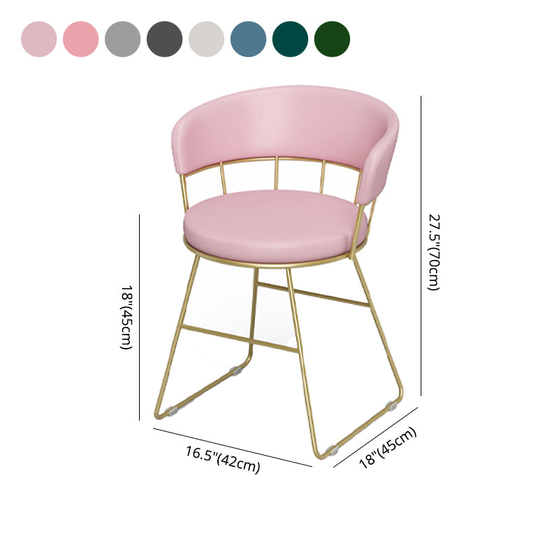 Nordic Glam Dining Chairs Armless Windsor Back Side Chairs for Kitchen with Metal Legs