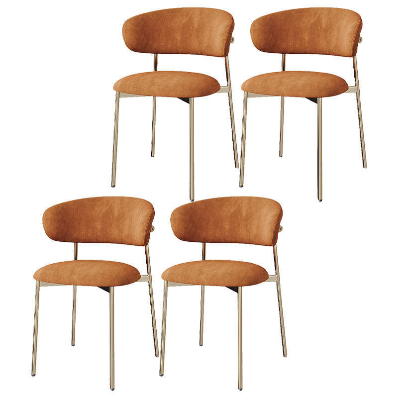 Silla lateral tapizada escandinava para restaurante, silla de comedor con parte trasera abierta y acabado mate