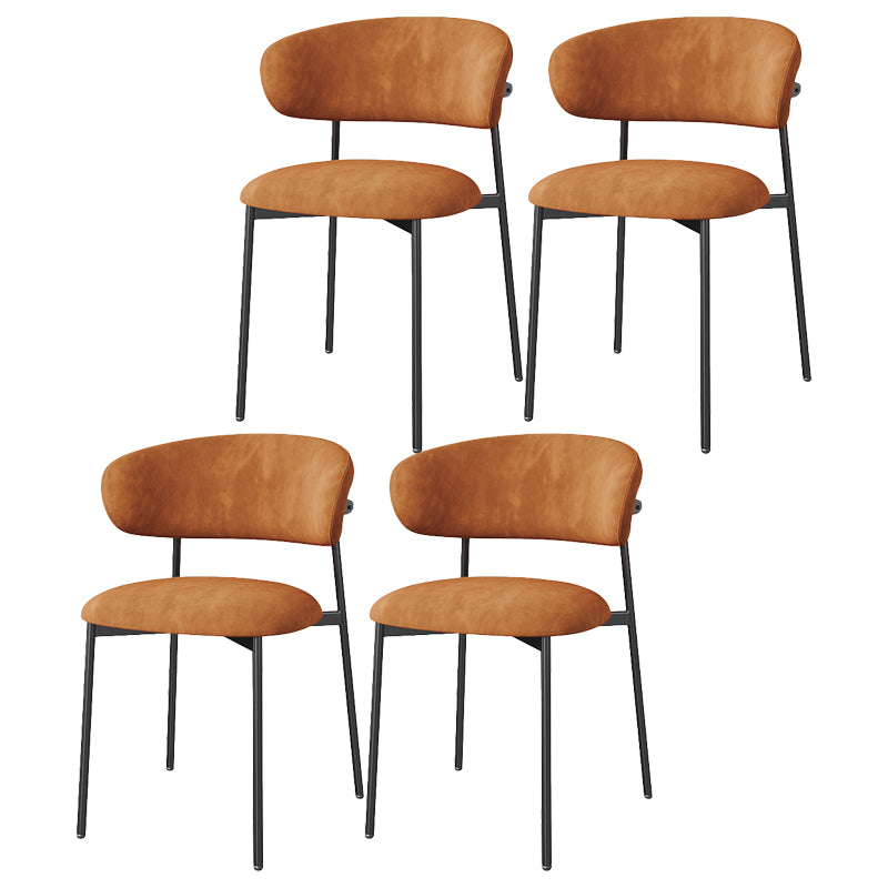 Silla lateral tapizada escandinava para restaurante, silla de comedor con parte trasera abierta y acabado mate