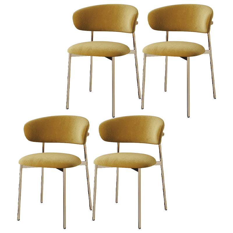 Silla lateral tapizada escandinava para restaurante, silla de comedor con parte trasera abierta y acabado mate