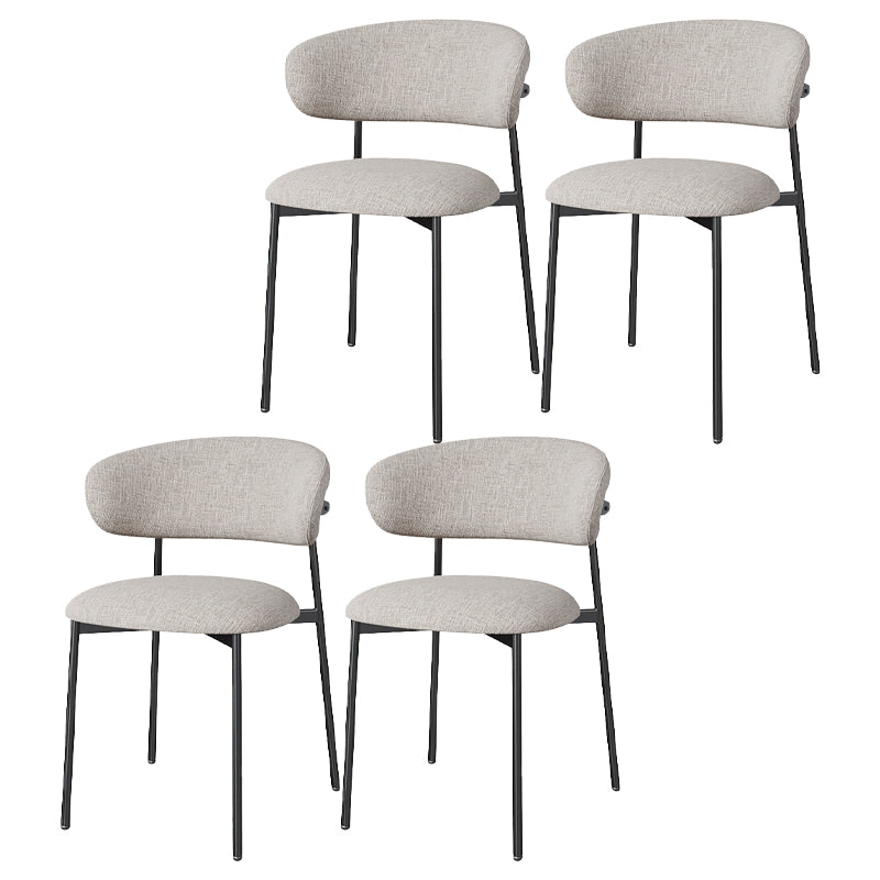 Silla lateral tapizada escandinava para restaurante, silla de comedor con parte trasera abierta y acabado mate
