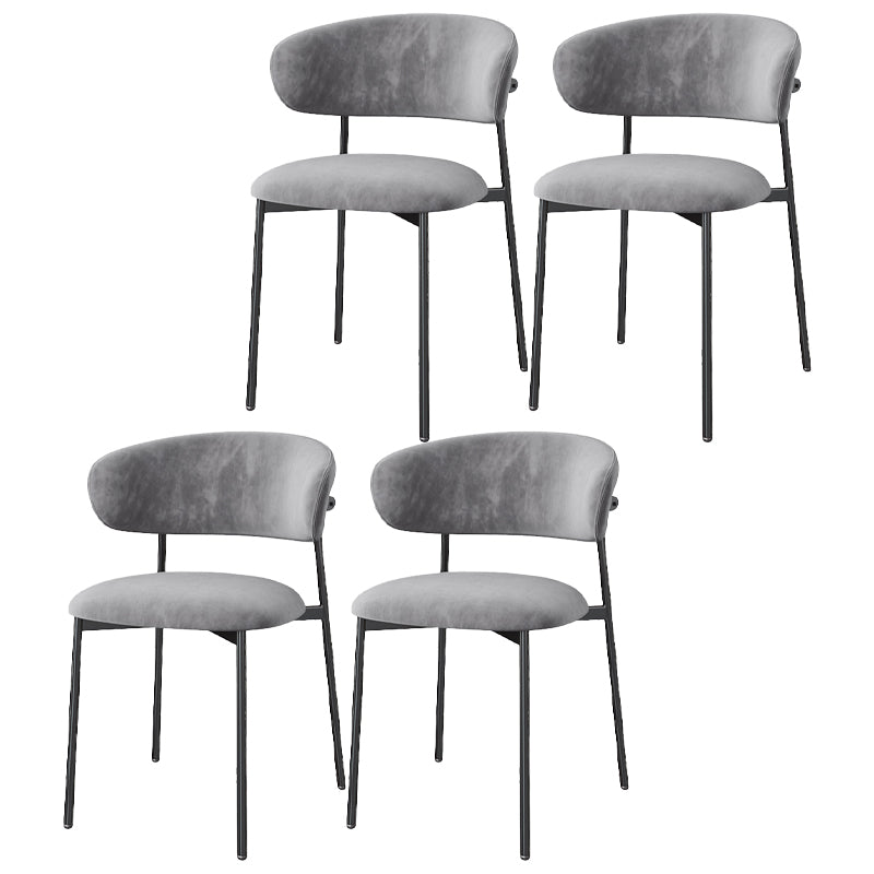Silla lateral tapizada escandinava para restaurante, silla de comedor con parte trasera abierta y acabado mate