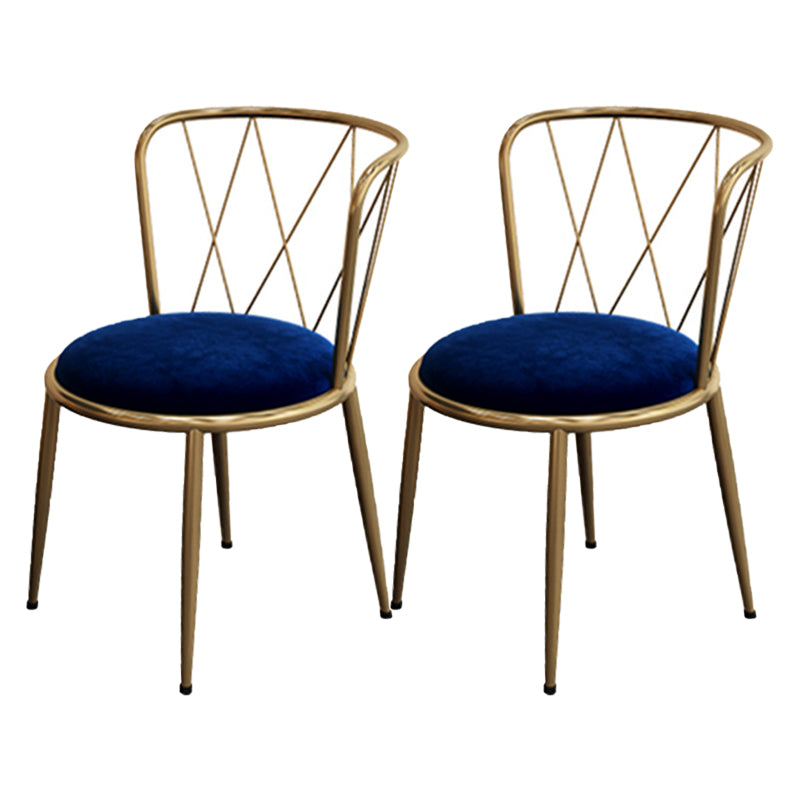 Silla de comedor de terciopelo Glam, sillas de comedor de metal sin brazos para uso doméstico