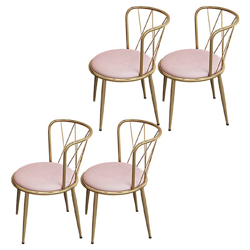 Silla de comedor de terciopelo Glam, sillas de comedor de metal sin brazos para uso doméstico